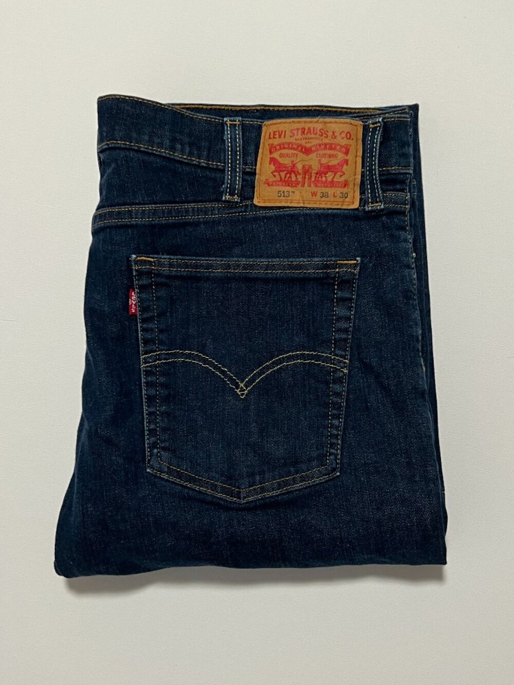 Levi's 513 Jeans Dark Wash Straight Leg Denim Navy Blue Men's size 38x30